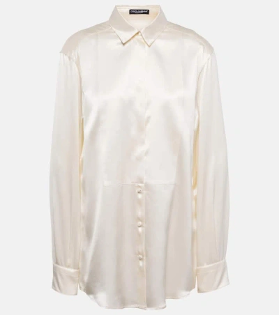 Dolce & Gabbana Paneled Silk Shirt In Weiss