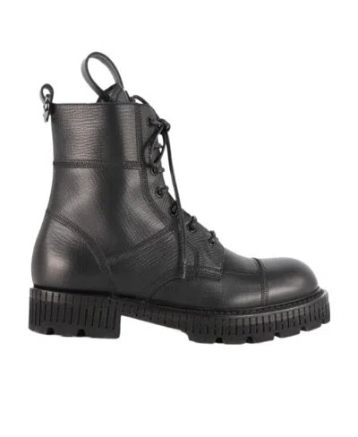 Dolce & Gabbana Panelled Combat Boots In Black
