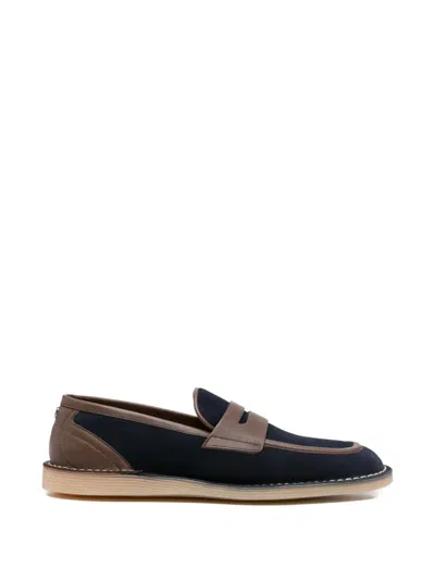 Dolce & Gabbana Panelled Leather Loafers In Blue