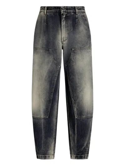 Dolce & Gabbana Panelled Plaque Jeans In Gray