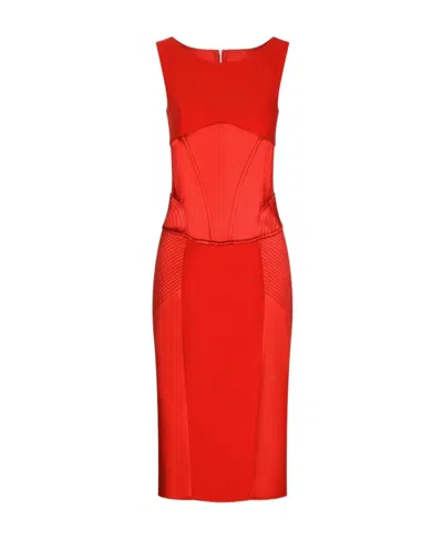 DOLCE & GABBANA PANELLED SLEEVELESS MIDI DRESS