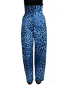 Dolce & Gabbana Blue Leopard Print High Waist Pants