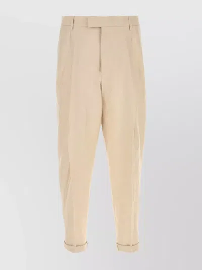 DOLCE & GABBANA PANT CANVAS SAND FRONT PLEATED