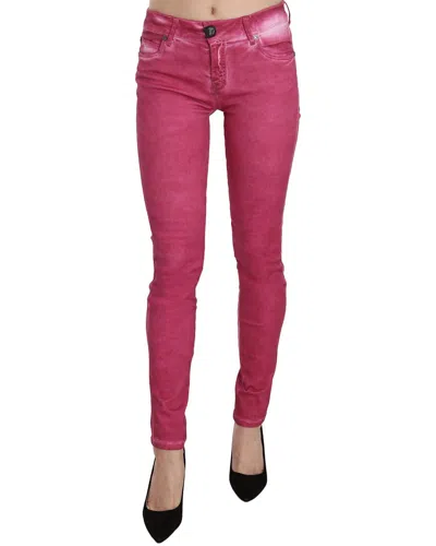 Dolce & Gabbana Pink Velvet Mid Waist Skinny Trouser Pants