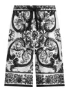 Dolce & Gabbana Bermuda Shorts In Silk With Majolica Print Trousers Black In Multi
