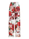 Dolce & Gabbana Satin Pajama Pants With Rose Print