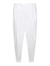Dolce & Gabbana White Pants With Turn-up Hem In Linen Man In White
