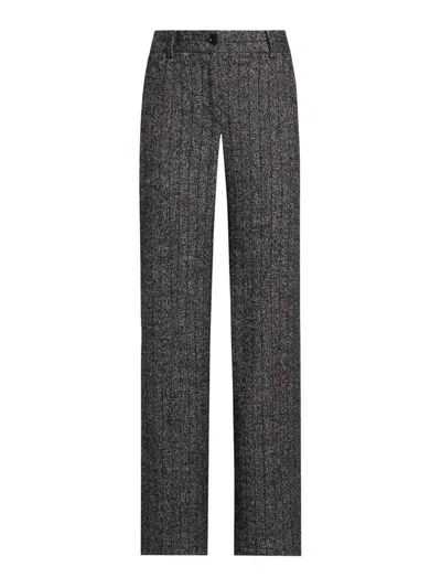 Dolce & Gabbana Wide-leg Pinstriped Trousers In Gray
