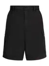 Dolce & Gabbana Cargo Cotton Stretch Bermuda Shorts With Logo Plaque In Black