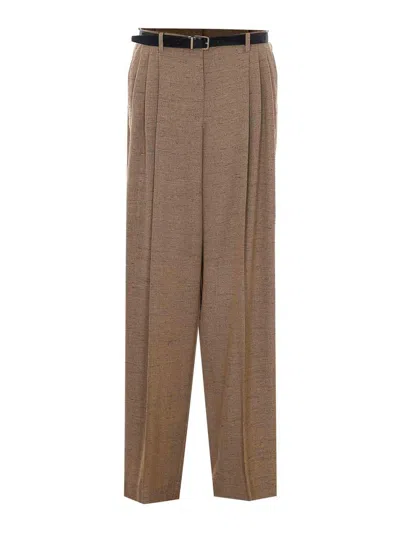 Dolce & Gabbana Tweed Effect Pants In Brown
