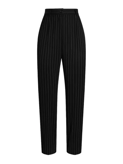 Dolce & Gabbana Striped High-waisted Trousers In Black