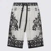 Dolce & Gabbana Monochrome Floral Elastic Waistband Knee Length Shorts