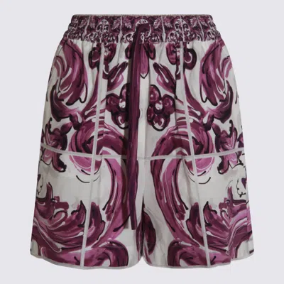 DOLCE & GABBANA DOLCE & GABBANA PINK AND WHITE COTTON SHORTS
