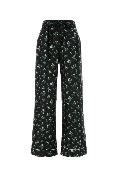 Dolce & Gabbana Floral-printed Silk Trousers In Black