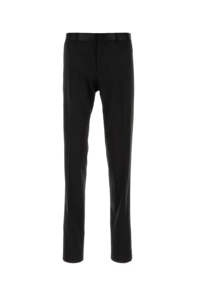 DOLCE & GABBANA PANTALONE IN MISTO LANA STRETCH NERO  UOMO