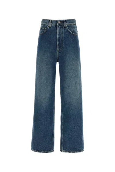 Dolce & Gabbana Wide-leg Cotton Jeans In Blue