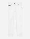 Dolce & Gabbana Pantalone 5 Tasche In Denim Con Strappi In White