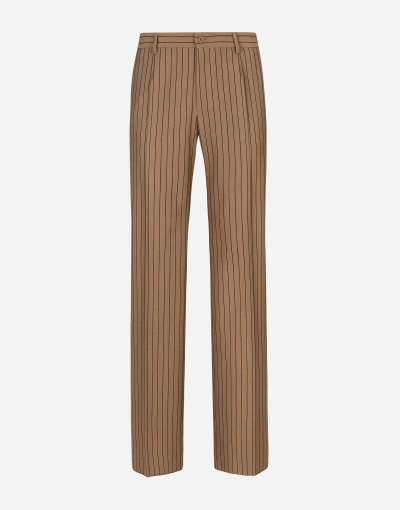 Dolce & Gabbana Pinstripe Trousers In Brown