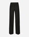 Dolce & Gabbana Pinstripe Virgin Wool Straight Pants In Black