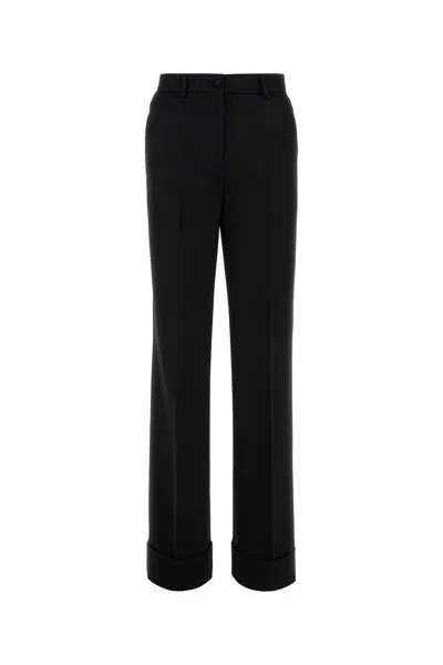 DOLCE & GABBANA PANTALONE IN LANA NERA  DONNA