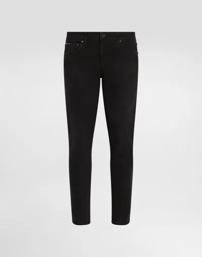 Dolce & Gabbana Gray Wash Slim-fit Stretch Jeans In Multicolor