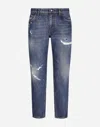 Dolce & Gabbana Straight Jeans With A Worn Effect In Multicolor