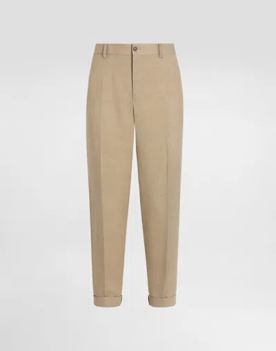 Dolce & Gabbana Linen Trousers In Neutral