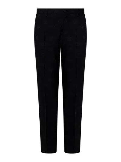 DOLCE & GABBANA BLACK VIRGIN WOOL BLEND TAILORED TROUSERS