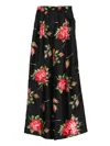 Dolce & Gabbana Women Wide-leg Pants With A Rose Bouquet Print In Black