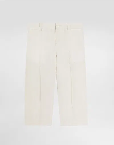 Dolce & Gabbana Kids' Linen Trousers In White