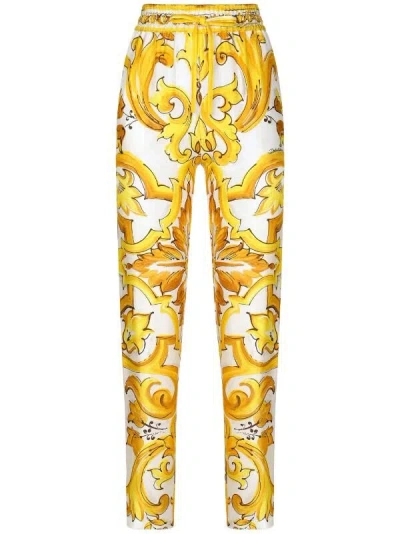 Dolce & Gabbana Pantaloni St Maiolica In Gold