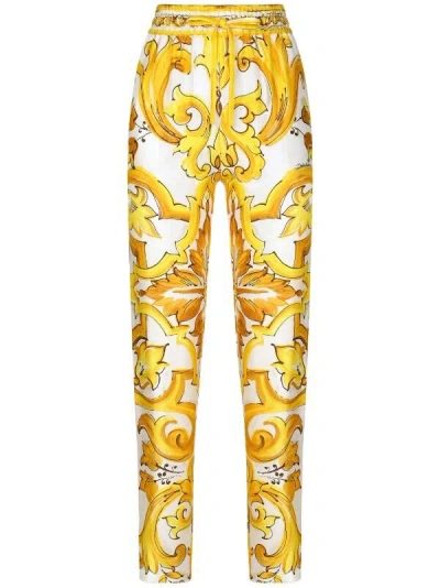 Dolce & Gabbana Pantaloni St Maiolica In Mix Maiolica Giallo