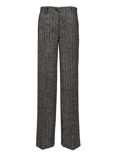 DOLCE & GABBANA PANTALORE RIGATO MISTO LANA TROUSERS GREY