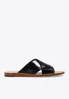 Dolce & Gabbana Pantheon Slides In Eel Skin Leather In Black
