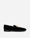 Dolce & Gabbana Dg Cotton Velvet Loafers In Negro