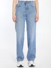 Dolce & Gabbana Blue Five Pocket Jeans With Metallic Logo Patch On The Back In Denim Woman