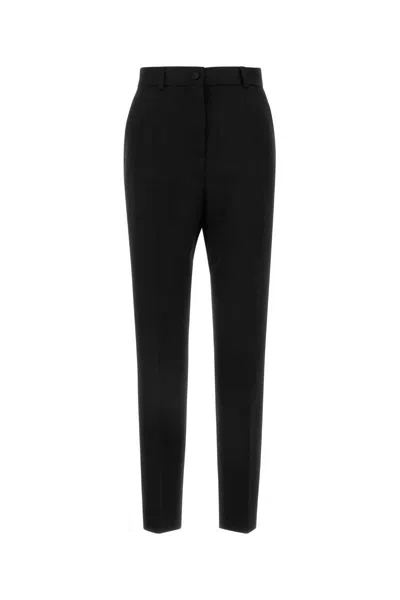 Dolce & Gabbana Virgin Wool-blend Trousers In Black