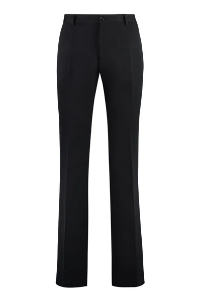 Dolce & Gabbana Flared Wool Trousers In Black