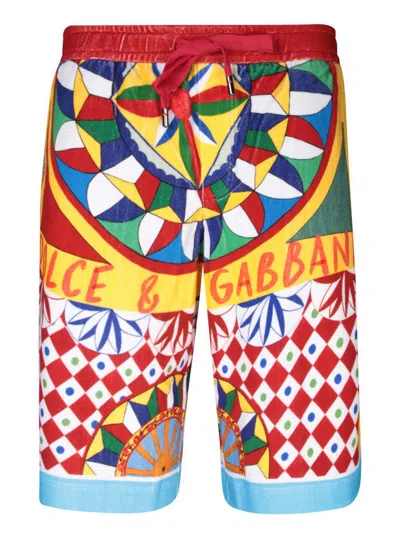 Dolce & Gabbana Carreto-print Cotton Bermuda Shorts In Multi