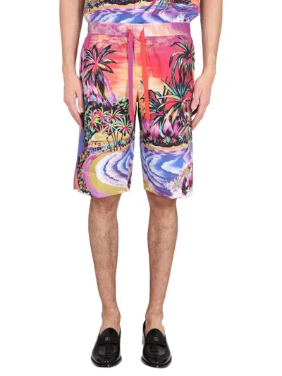 Dolce & Gabbana Bermuda Shorts With Hawaii Print In Multicolour