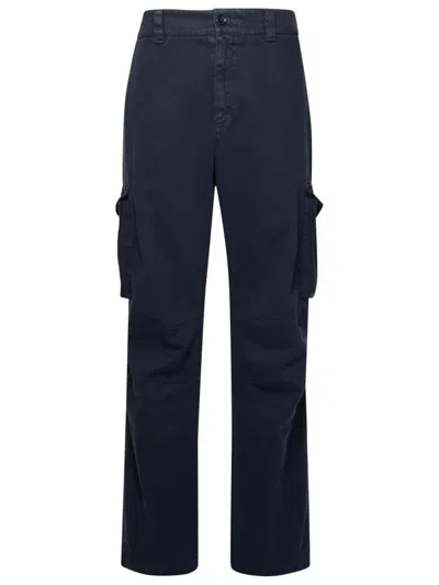 Dolce & Gabbana Brand-plaque Slip-pocket Straight-leg Regular-fit Cotton Trousers In Navy