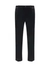 Dolce & Gabbana Velvet Cotton Trousers With Side Stripe Detail In Black