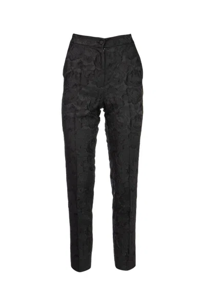 Dolce & Gabbana Floral Jacquard Pants In Black