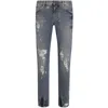 Dolce & Gabbana Jeans Slim In Cotone Stretch Con Placca In Blue