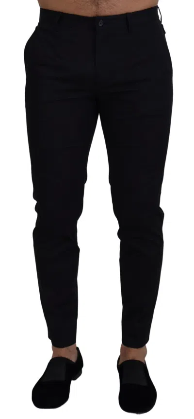 Pre-owned Dolce & Gabbana Pants Blue Stretch Cotton Slim Trousers Chinos It46 / W32 $900