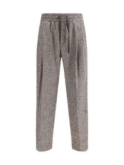 Dolce & Gabbana Men Jogging Trousers In Wool And Alpaca In Gray