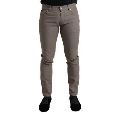 Pre-owned Dolce & Gabbana Pants Brown Cotton Stretch Skinny Men Trouser It50/w36/l 750usd