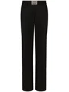 Dolce & Gabbana Flared Flannel Pants With Logo Tag In Black