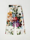 Dolce & Gabbana Floral-print Cotton Trousers In Green