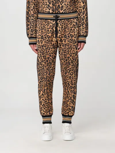 Dolce & Gabbana Leopard Print Track Pants In Multicolor